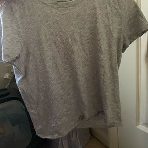 gray tie back shirt